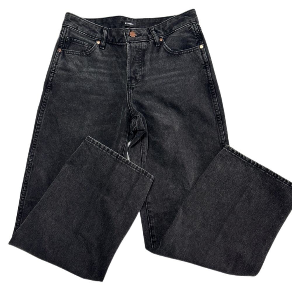 Express Relaxed Straight Low Rise Jeans Y2K Grunge Skater Streetwear Black Sz 2